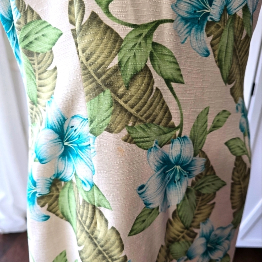 Tommy Bahama Vintage Silk Hawaiian Sleeveless Dress - Blue and Green - Picture 10 of 10